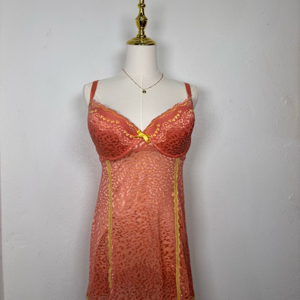 passion forever pink & yellow y2k lingerie bra‎ cheetah print fairycore lace bow